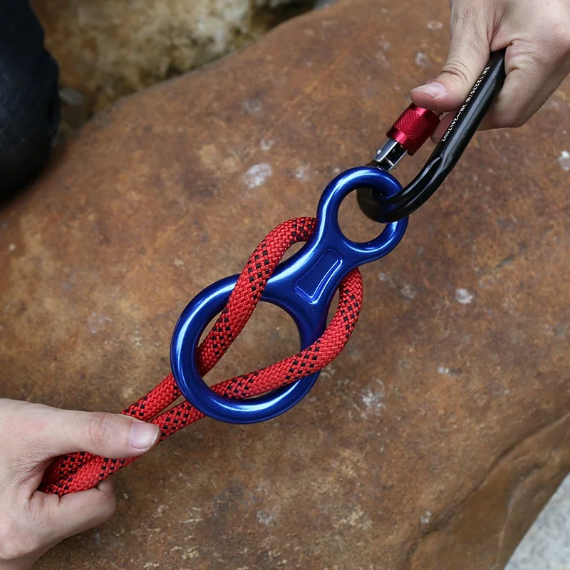 XINDA Đá Carabine 8 Hình Giàn Descender Nhôm Hình Belay Thiết Bị Abseiling 35kN 8 Vòng Xuống Dốc Thiết Bị