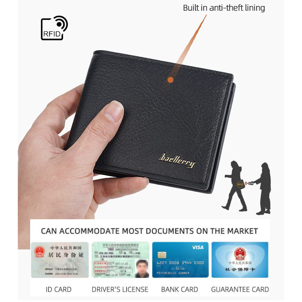 Baellerry Portafogli da uomo classici corti in vera pelle Porta carte da uomo con tasca portamonete di moda Qualità semplice