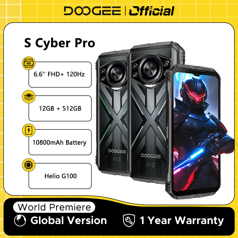 Estreno mundial DOOGEE S Cyber Pro teléfono resistente 12GB 512GB Helio G100 6,6 ''FHD + 120Hz IPS 10800mAh batería grande 33W carga NFC