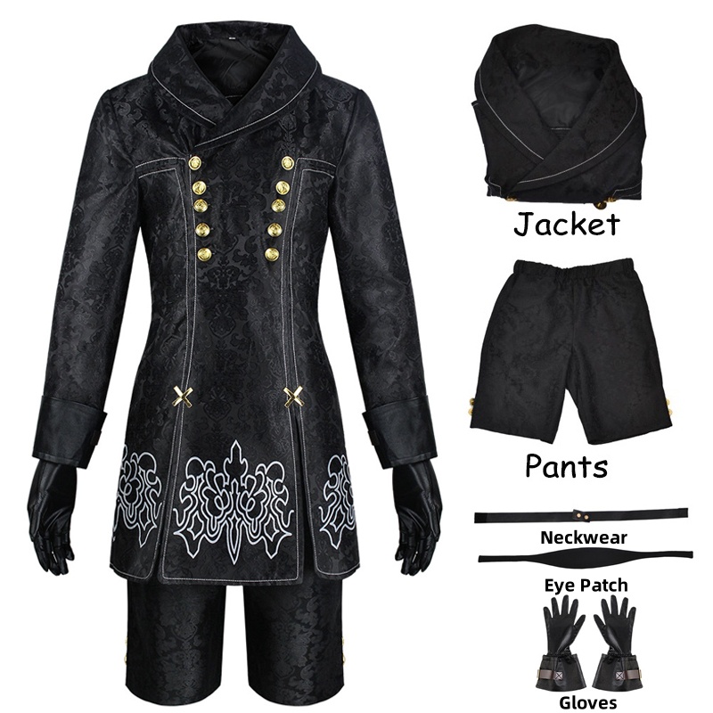 アニメニーアオートマトンコスプレ 9S ヨルハ 2B コスプレスーツ男性女性衣装かつら変装衣装プラスサイズファンシーパーティー黒ドレス