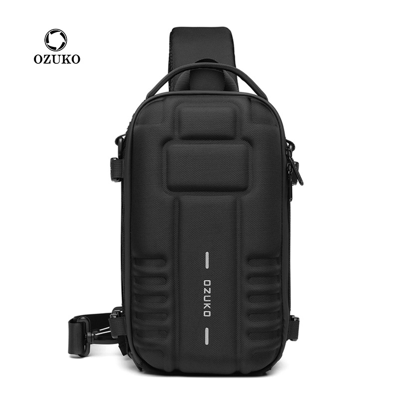 OZUKO Hartschalen-Brusttasche für Herren, Sport-Umhängetasche, multifunktional, große Kapazität, wasserdicht, hochwertige taktische Outdoor-Tasche