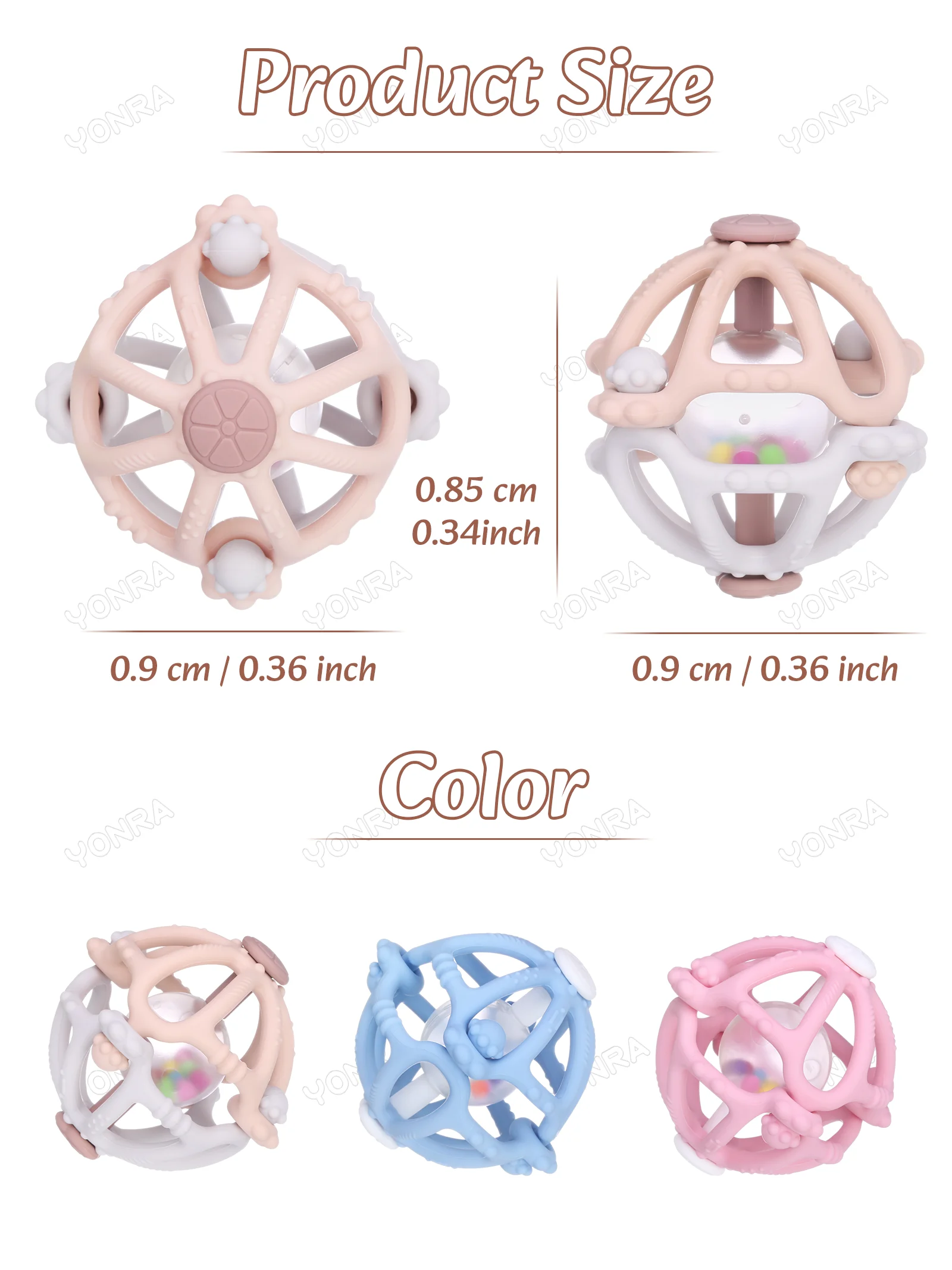 이동식 딸랑이 및 감각 Teether 침대 벨 실리콘 몬테소리 공 신생아 아기 장난감 어린이 어린이 선물 개발 게임