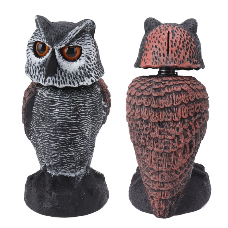 Plastic Shake Head Owl Decoy to Scare Birds Away, Scarecrow Bird Deterrent for Outdoor Garden Decoration​