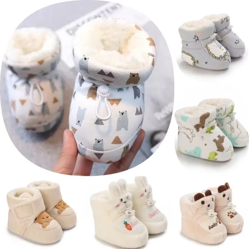 Botas de bebê de inverno dos desenhos animados sola macia antiderrapante quente sapatos da criança meninos meninas bonito infantil andando botas" ​ ​