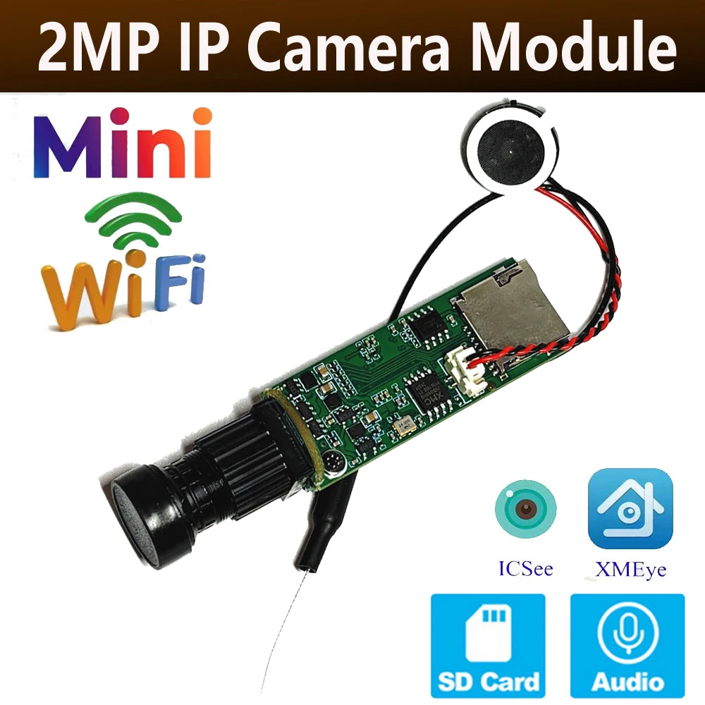 Icsee Xmeye DIY Мини Wi-Fi P Модуль камеры Маленький размер 1080P 3MP Беспроводная печатная плата Безопасность P2P Облако Двусторонняя аудиоиндустрия Smart Sdk