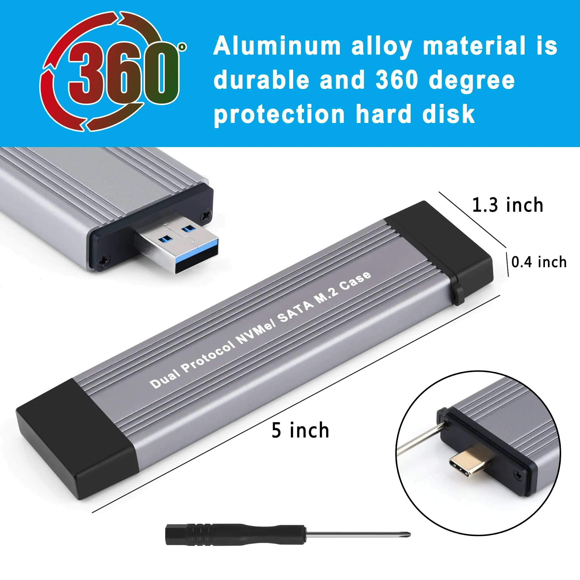 Корпус M.2 NVMe SATA SSD с двумя протоколами NVMe SATA к USB 3.1 Gen2 10 Гбит/с NVMe PCI-E M.2 SSD Корпус с поддержкой UASP для жесткого диска