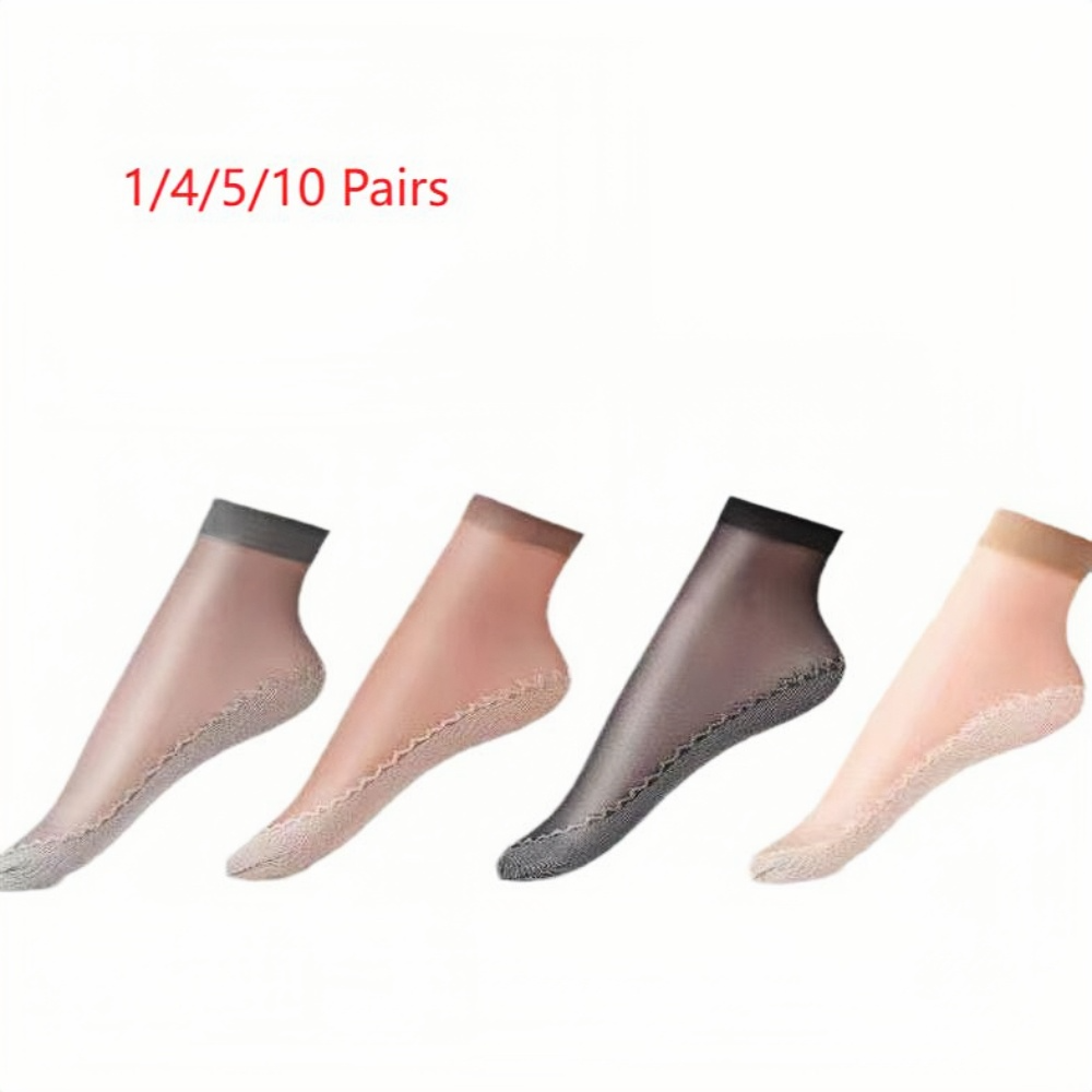 1/4/5/10 Paar Damenstrümpfe, kurze Socken, schweißabsorbierende Baumwollunterseite und rutschfeste Socken, fleischfarbene kurze Strümpfe