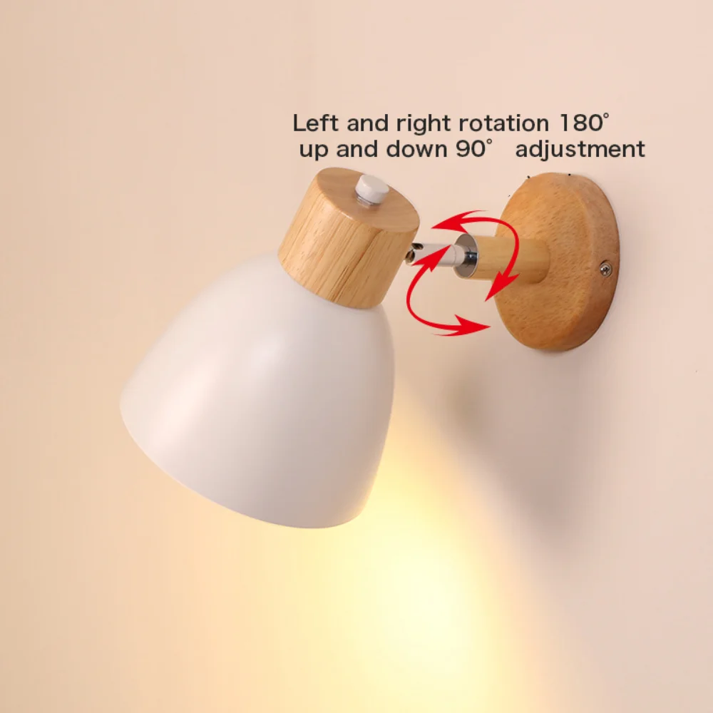 Nordic Macaroon Steering Head Wall Lights, candeeiro de cabeceira, luz moderna para quarto, 6 cores, E27, 85-285V
