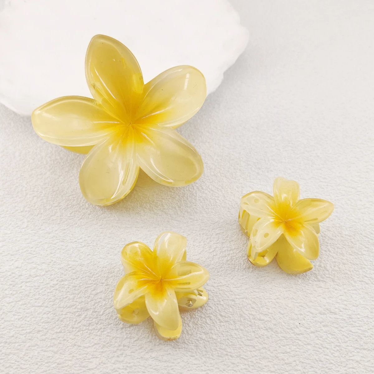 3 unids/set flores de verano Color degradado Plumeria rubra L. Pinza para el cabello para mujeres pinzas para el cabello accesorios populares para el cabello de playa