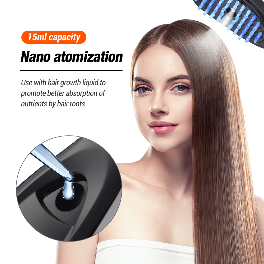 สเปรย์ไฟฟ้านวดหวี Hair Growth การสั่นสะเทือนหัวนวดแปรง LED Anti Hair Loss Scalp Liquid ยา Atomizing Comb