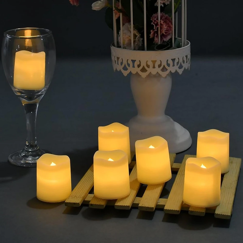 เทียนอิเล็กทรอนิกส์ LED สีงาช้างริบหรี่, เทียนทีไลท์ไร้ตําหนิ, เทียนทีไลท์ LED ที่ใช้แบตเตอรี่, เหมาะสําหรับงานแต่งงาน, แท็บ