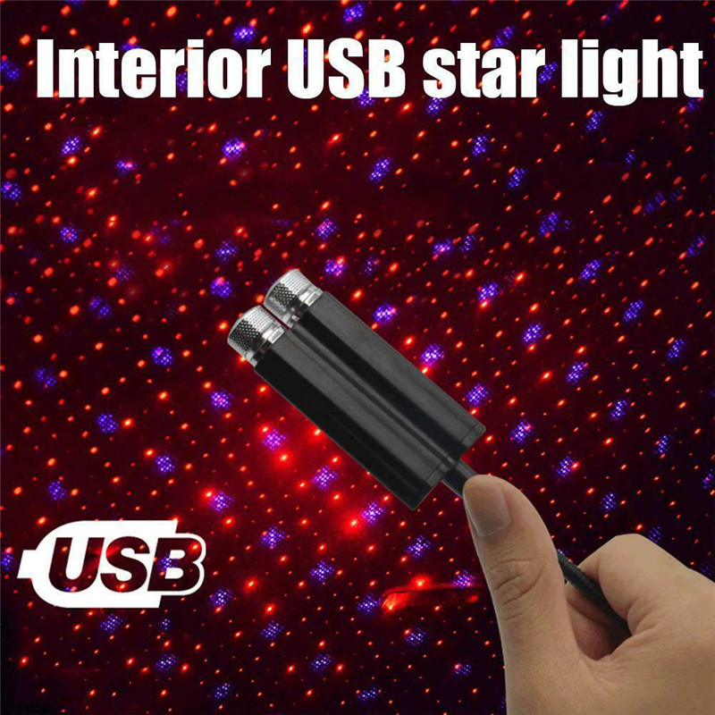 2 head USB Star Projection Lamp Decorative Lights LED Adjustable Wedding Car Interior Ceiling Decor Roof Projector Night Light