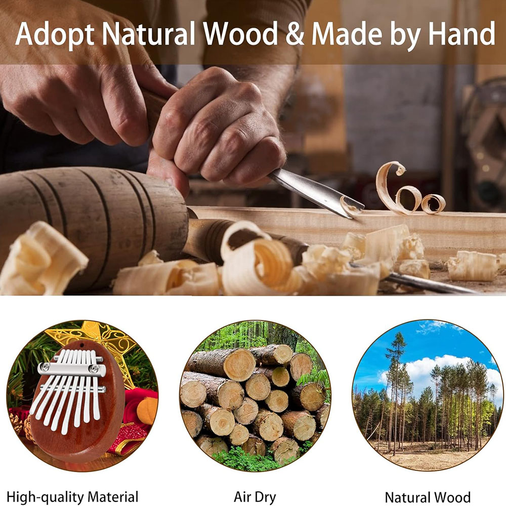 Duimpiano Draagbaar massief hout 8-toetsen Mini Kalimba Pianotoetsenbord Muziekinstrument Kerstcadeau voor kinderen Volwassen Beginner