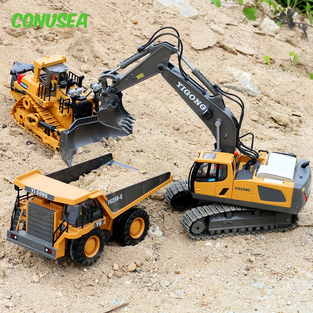 Rc Excavator Bulldozer รถบรรทุกของเล่นเด็ก 2.4G รีโมทคอนโทรล Dumper วิศวกรรมยานพาหนะรถแทรกเตอร์ Crawler ของขวัญวันเกิดเด็ก