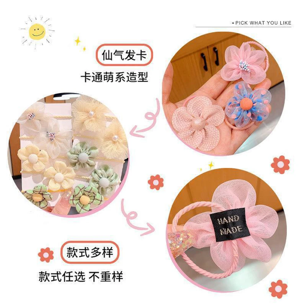 10 pçs crianças malha flor laço de cabelo com boa elasticidade laço do bebê bandana princesa headwear bonito menina elástico