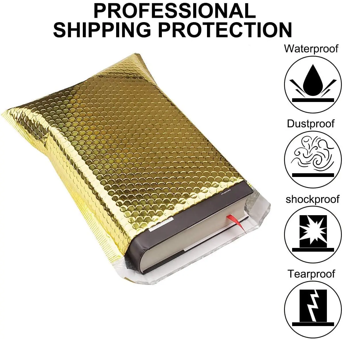 ซองจดหมายฟองสีทองแพ็ค50ชิ้นซองจดหมายแบบมีตัวซีลด้วยตนเองสีชมพูฟองโพลีบับเบิ้ลแพ็คเลเซอร์สำหรับใส่หนังสือ