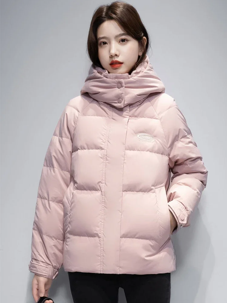Mulheres coreano grosso quente para baixo algodão puffer jaqueta manga longa com capuz parka casaco de inverno bolsos sólido plus size solto casaco