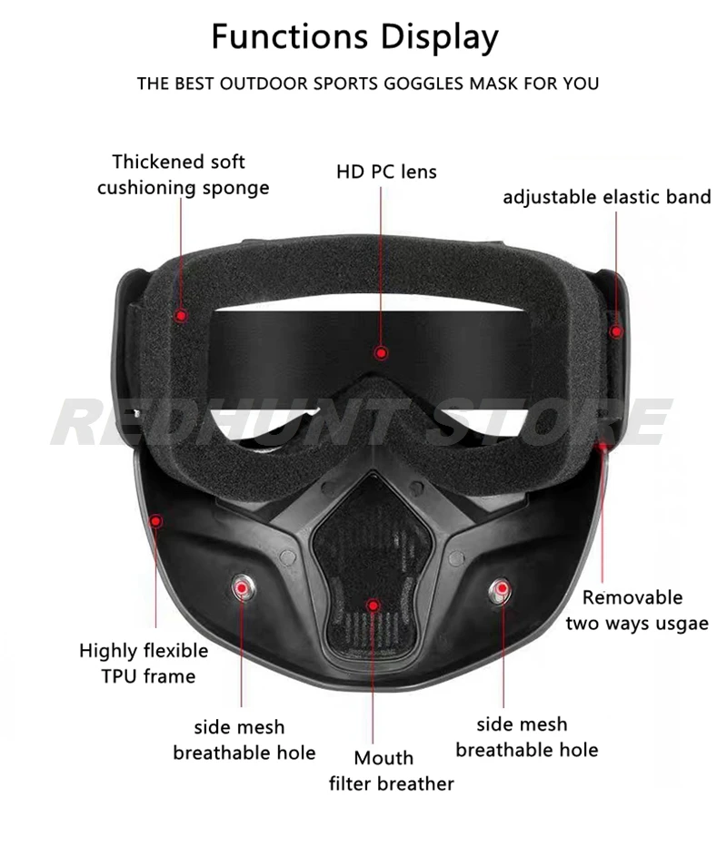 ยุทธวิธีขี่จักรยานหน้ากาก Goggles UV Windproof Anti-Fog ปรับได้แว่นตายุทธวิธี CS/Paintball