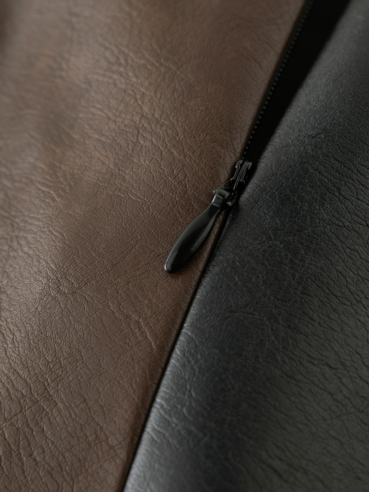 DUSHU Frauen PU Leder Über-Knie Länge Röcke Patchwork Design Weibliche Winter Braun A-LINE Rock Polyurethan Rock 24DS84535