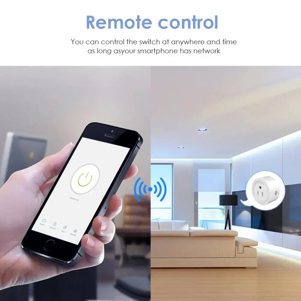 Tuya Smart Wifi Plug US Standardowe bezprzewodowe gniazdko 10A Zdalne sterowanie Inteligentne urządzenia domowe współpracują z Alexa Google Home