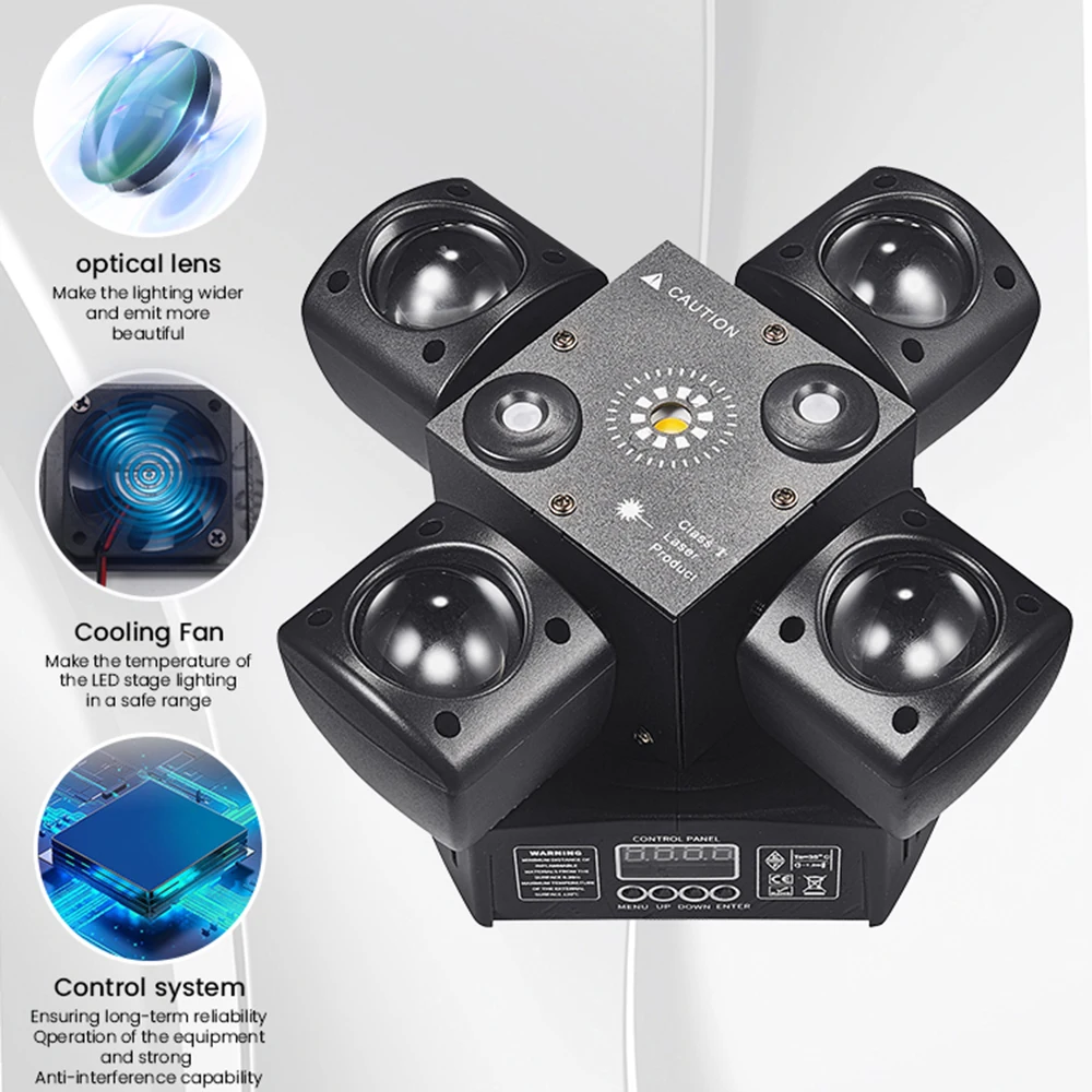 4-Arm Mini Moving Head DJ Light 48W Disco Lights Cabezas LED DMX512 Beam Strobe Effect RGBW Party Night Club Stage Light