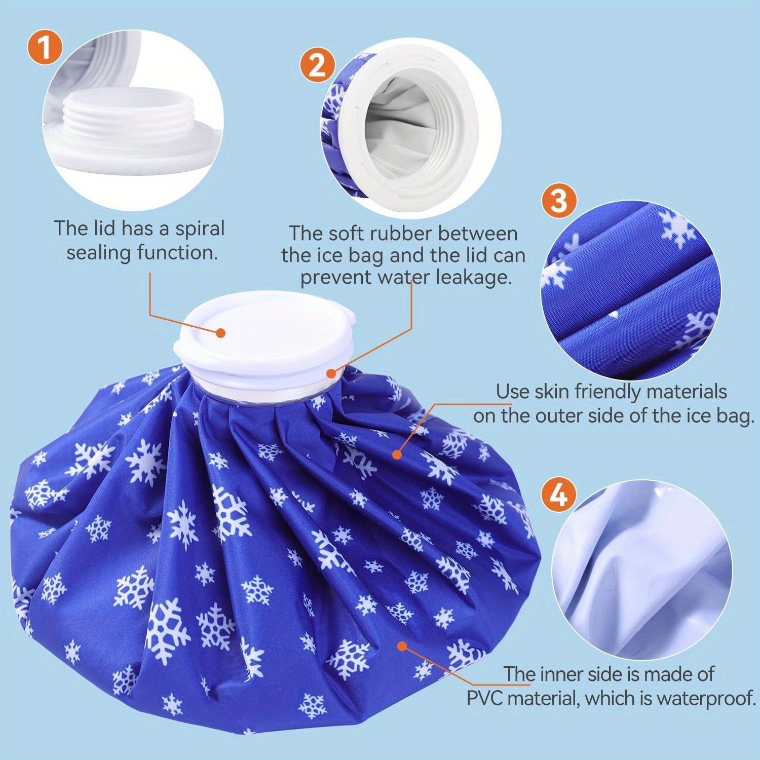 Cooler Bags Reusable Ice Bag Set for Pain Relief 6" 9" 11" Size Cotton Material Heat Pack for Knee, Head, Leg - Versatile Cold