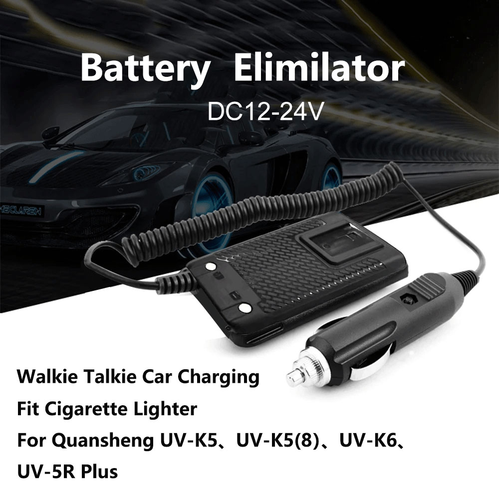 Quansheng UV-K5 eliminador de batería 12V/24V Walkie Talkie cargador de coche para UV-k5(8) UV-K6 UV-5R más cargador de coche