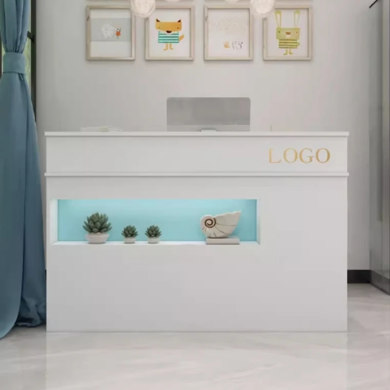 Banco reception per feste Mobili per centro bellezza Leggio di lusso Atelier Receptionist bancone Mostrador Reception Store Salon