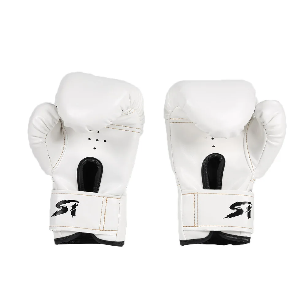 2 uds guantes de lucha de entrenamiento de boxeo guantes de cuero para niños Muay Thai Kickboxing