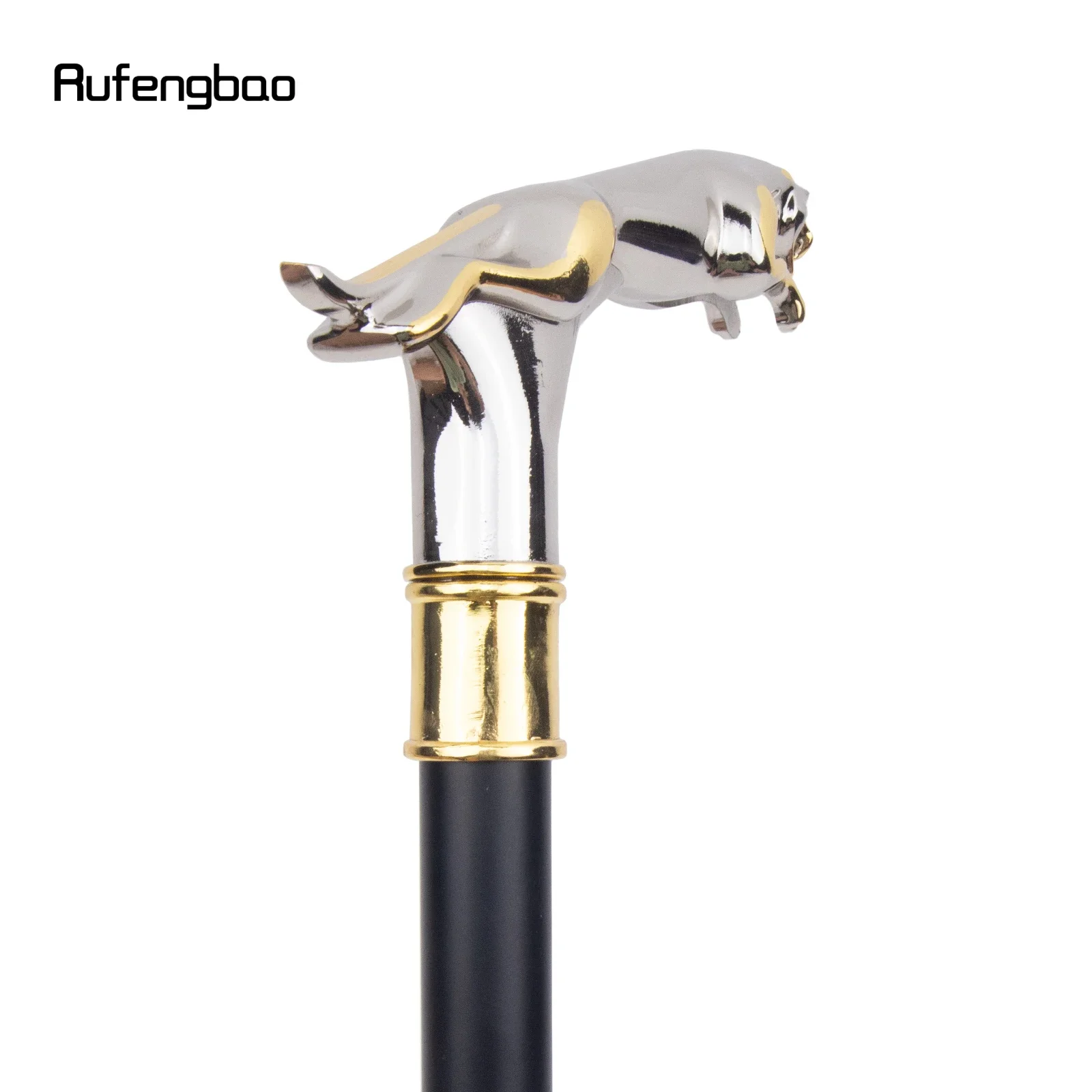 สีขาวเสือดาวสีทองพร้อมหางแฟชั่นเดิน Stick สําหรับตกแต่งเดิน Cane Elegant Crosier KNOB Walking Stick 93 ซม
