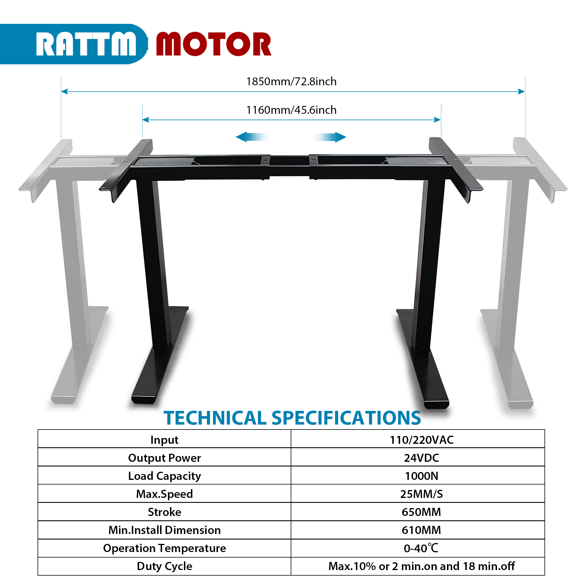 Inverted leg 2/3 section electric lifting table Desk Office Computer Table