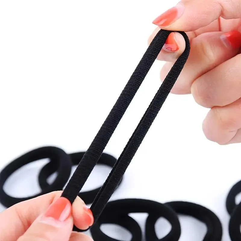 Bandas para el pelo negras para mujeres y niñas, banda de goma elástica alta, lazos para el cabello, coletero, accesorios para el cabello, 50/100 piezas