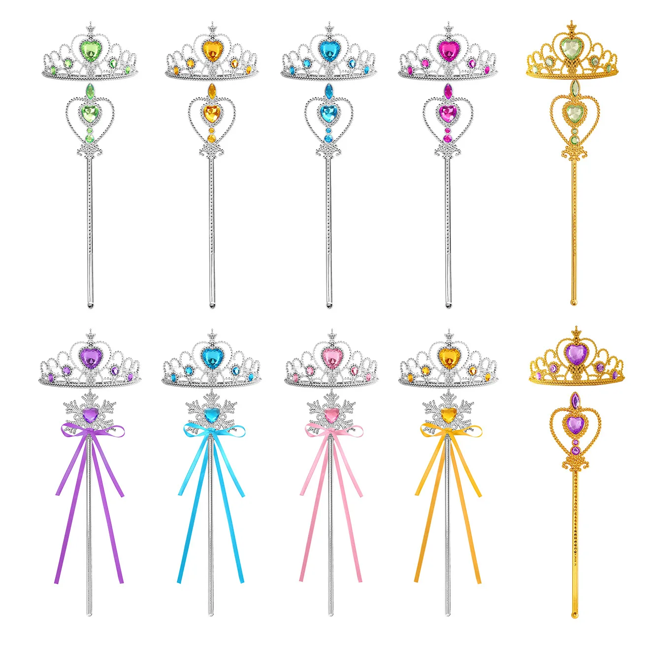 Dziecięca tiara z kryształu górskiego i magiczna różdżka z brokatową kryształową obręczą na głowę Biżuteria Akcesoria do włosów dla dziewczynek Prezent urodzinowy dla nastolatków
