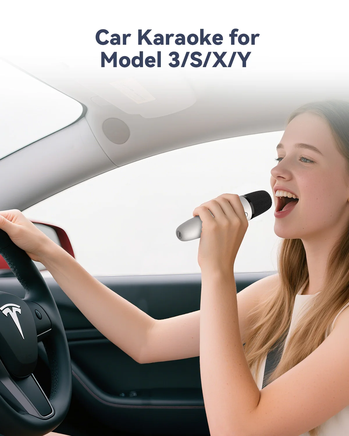 Micrófono de karaoke T1-Car, micrófono de caraoke recargable con receptor USB-A y USB-C, enchufe para usar