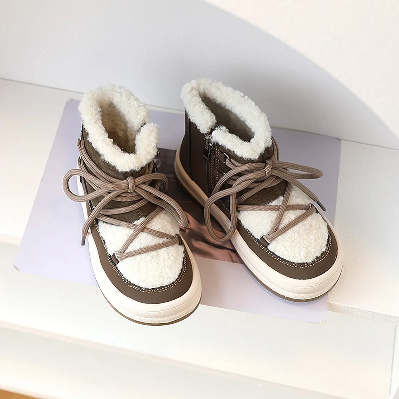 2024 ใหม่ฤดูใบไม้ร่วง/ฤดูหนาวรองเท้าเด็กสําหรับชาย WARM Plush ยาง Sole เด็กวัยหัดเดินเด็กรองเท้าผ้าใบแฟชั่นสาวรองเท้า 21-30