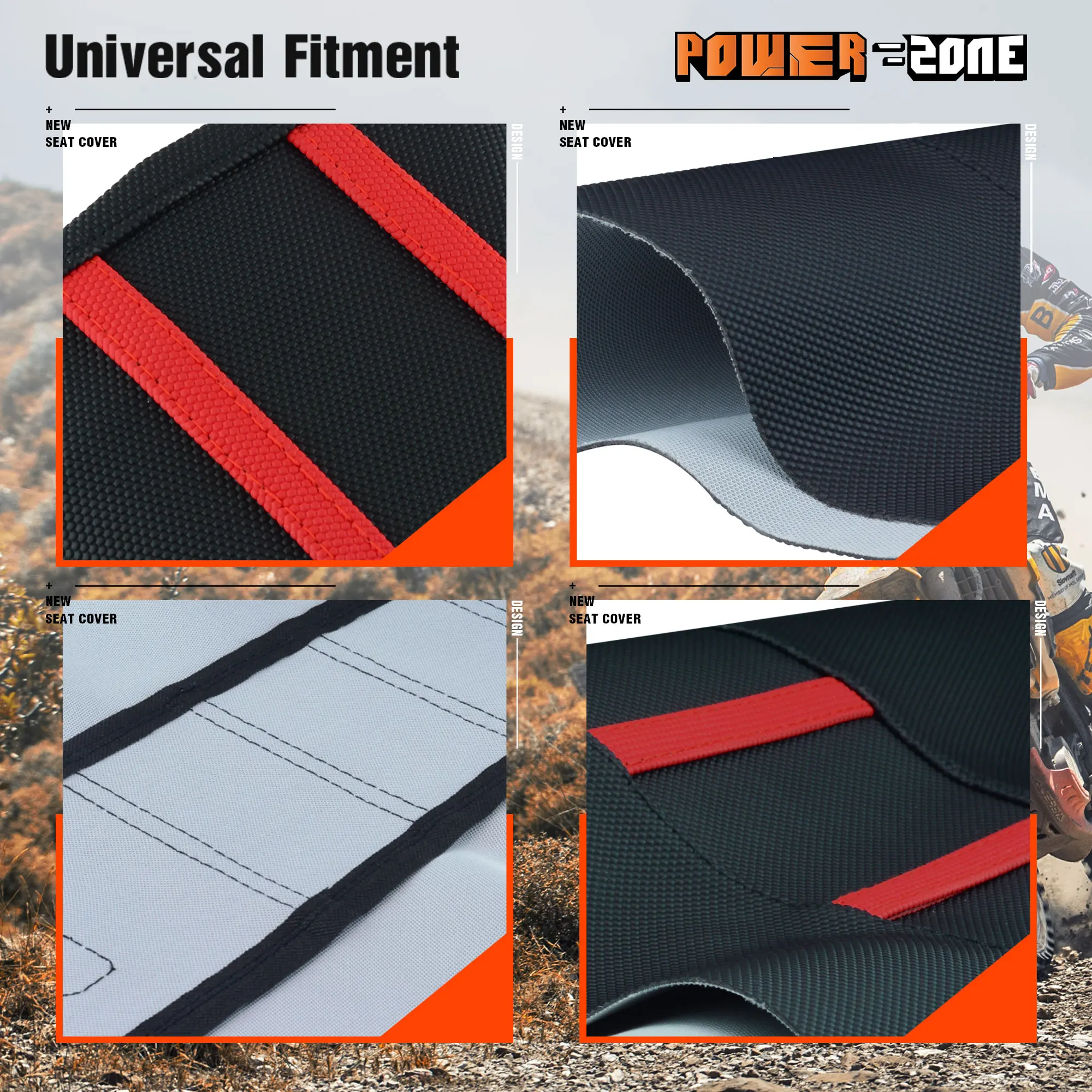 Powerzone capa de assento com pinça canelada, conjunto à prova d'água, proteção antiderrapante, aplicação para sxf exc kxf crf yzf wr tc te
