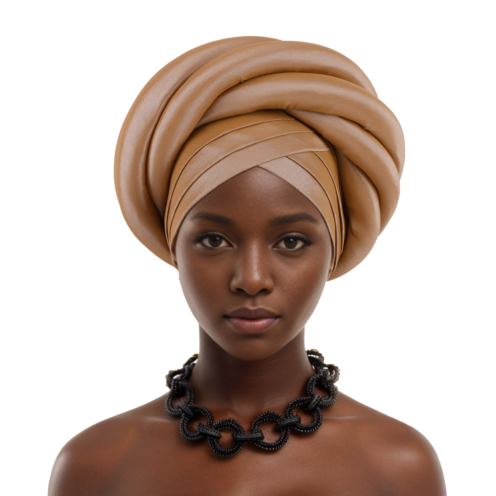 ツイスト三つ編みターバンキャップ女性のためのアフリカの女性のヘッドラップナイジェリア生糸 Autogele Headtie イスラム教徒の帽子パーティー帽子ターバンテ