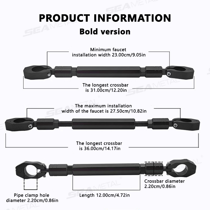 BLALION Motorcycle Handlebar Handle Grip Adjustable Crossbar Balance Bracket Regulator Steering Wheel Reinforce 22mmReplacement