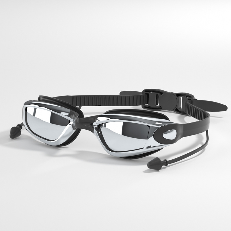 전문 다이빙 고글 전기 도금 남성과 여성 올인원 귀마개 안경 안개 방지 방수 HD 수영 고글