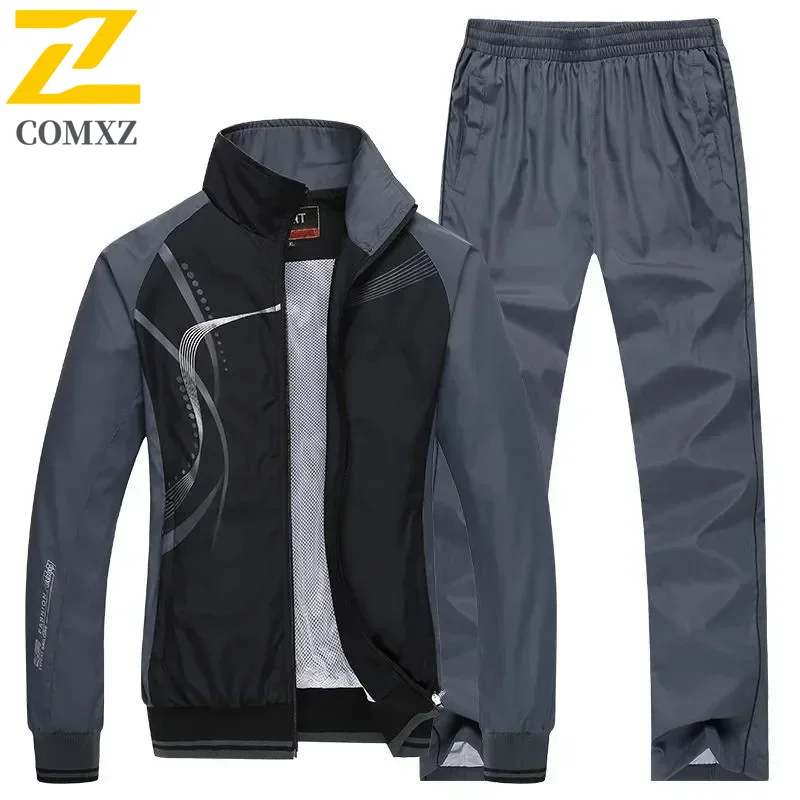 Homens roupas esportivas nova primavera outono agasalho 2 peça define terno esportivo jaqueta + calça moletom masculino moda impressão roupas tamanho L-5XL