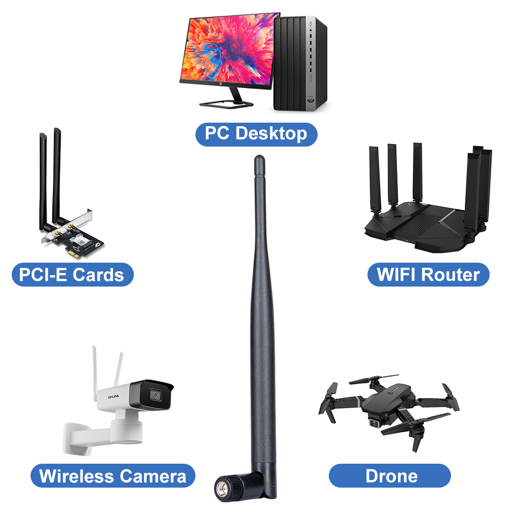 2 psc 2.4GHz 무선 WiFi 안테나 6dBi SMA Male 커넥터 라우터 네트워크 카드 용 WiFi 안테나 Drone IP 카메라 피그 테일 케이블