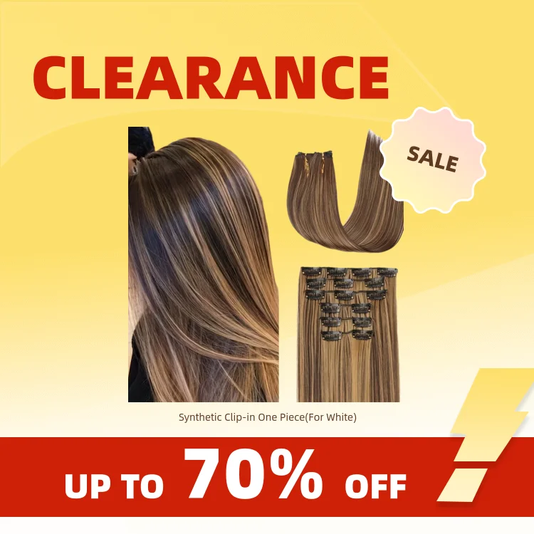Clearance_16 pezzi Clip in estensioni dei capelli lunghi lisci Parrucchino dritto in fibra sintetica per donne Ragazze Fermagli per capelli Accesso per capelli