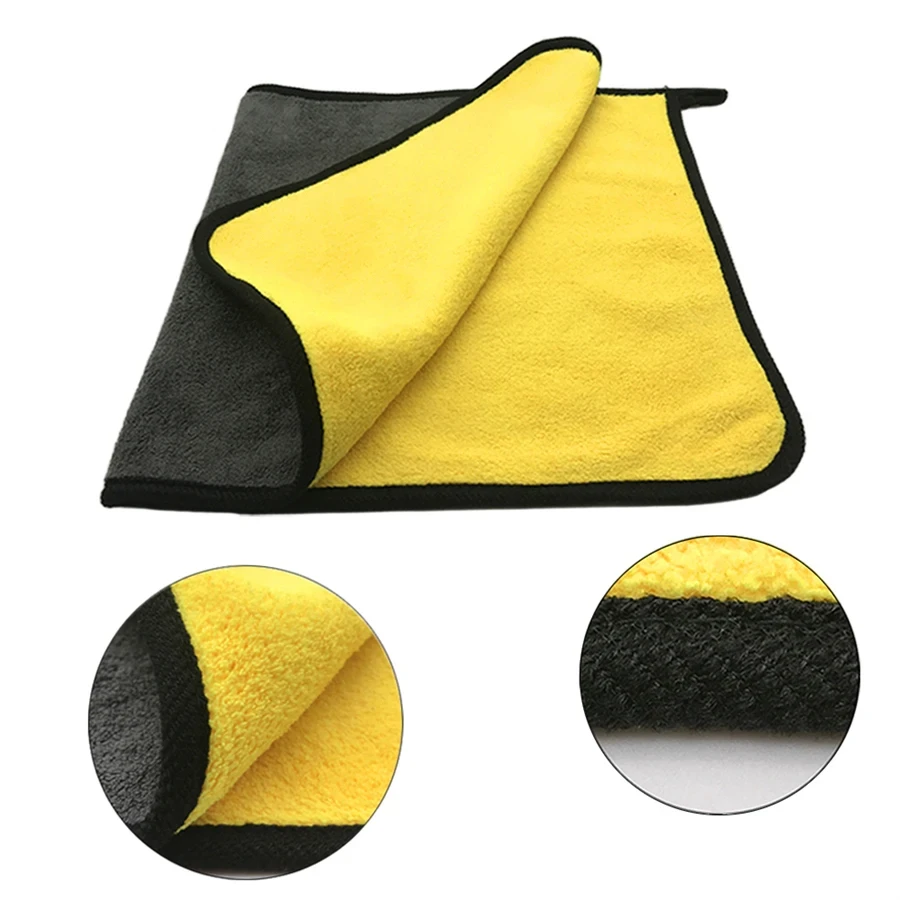 1/2/6pcs Asciugamano per pulizia in microfibra Addensare Morbido Panno per asciugare Asciugamani per lavaggio carrozzeria Doppio strato Stracci puliti Accessori auto