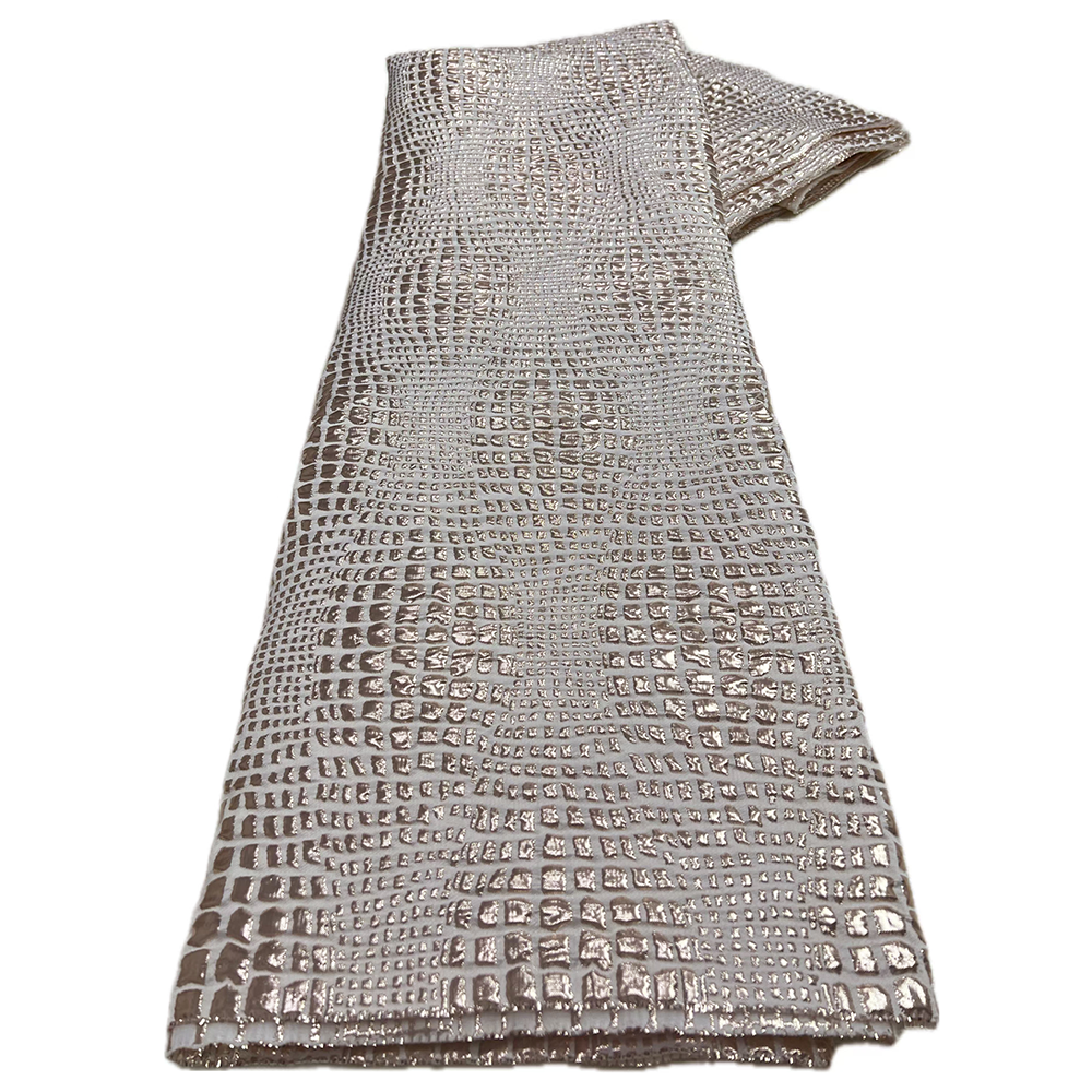2025 Nieuwste jacquard kant stof Hoge kwaliteit Afrikaanse vergulden brokaat kant stof 5 yards voor Nigeriaanse bruiloft bruidsfeest