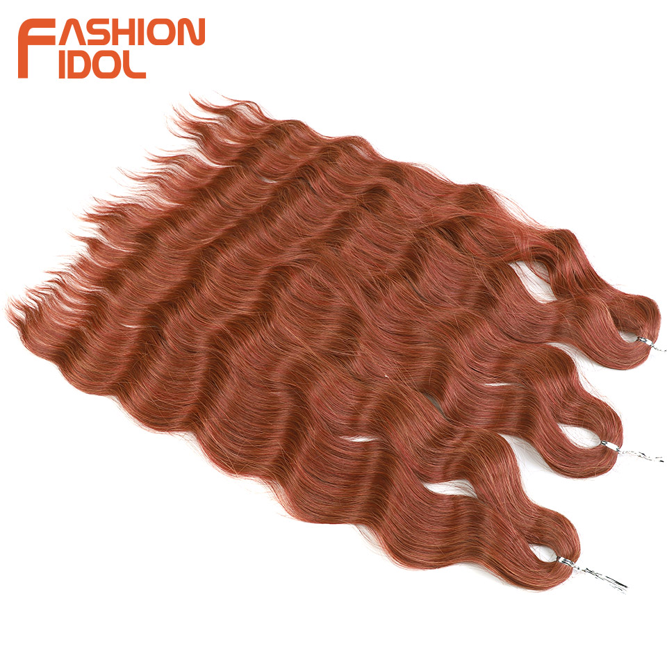 MODA IDOL-Deep Wave Crochet extensões de cabelo, cabelo sintético, Ombre Grey, Water Wave, fibra resistente ao calor, 24"