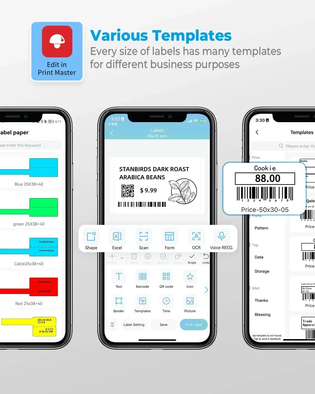 Phomemo M110 Tragbarer Mini-Drucker, Thermo-Etikettendrucker, Aufkleber, Taschenetikettiermaschine, ähnlich wie Niimbot B21 B1 50 mm