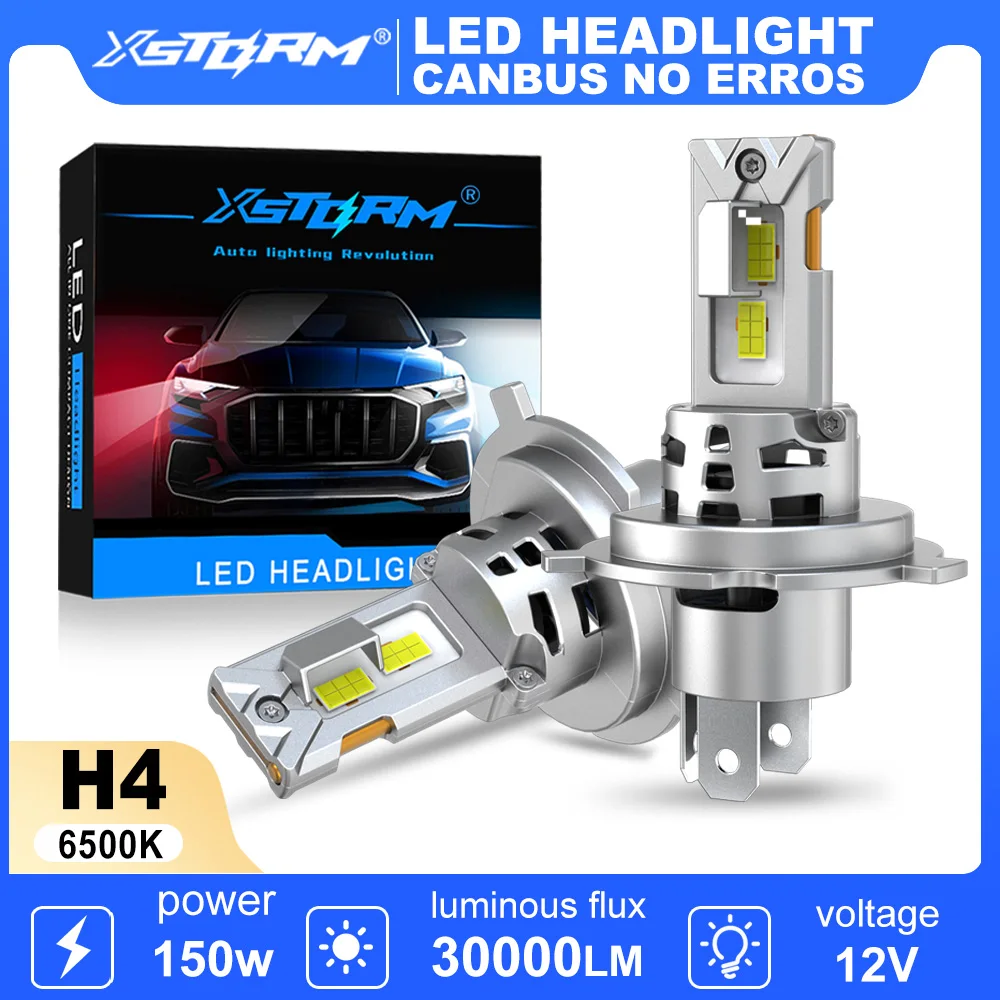 XSTORM H4 Светодиодный светильник Canbus 30000LM 150W Автомобильная светодиодная фара 6500K Мощные лампы дальнего и ближнего света с вентилятором