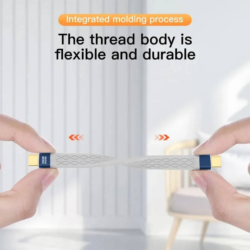 Flat Cable Short USB C to USB C 240W Fast Charge 40Gbps 8K Video FPC Flat Slim Flexible For MacBook Steam Deck Monitor Extension