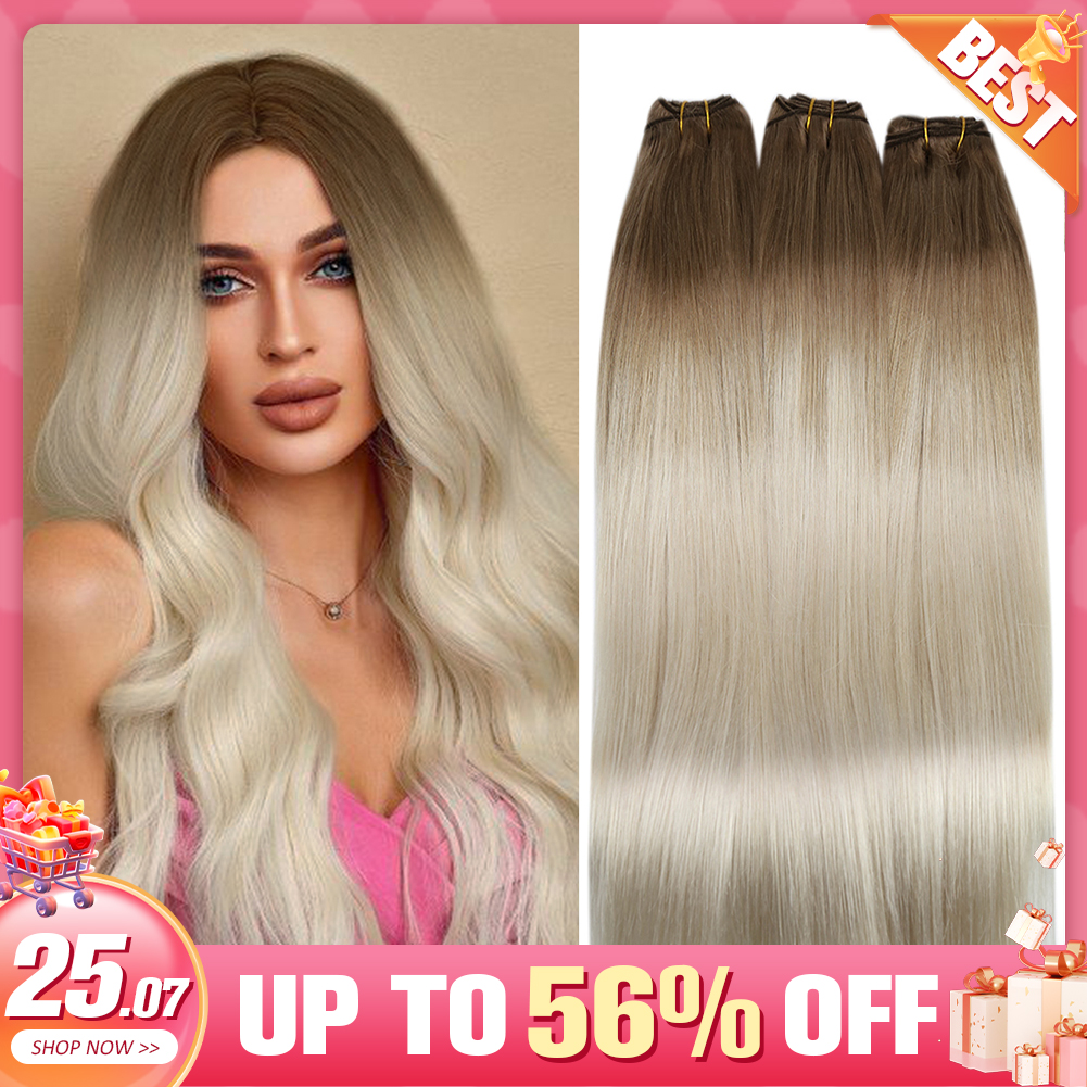 Moresoo trama extensões de cabelo humano tecer em dupla trama pacotes máquina remy cabelo balayage cabelo pelo natural humano peças para as mulheres em linha reta extensões de cabelo humano frete gratis para brasil