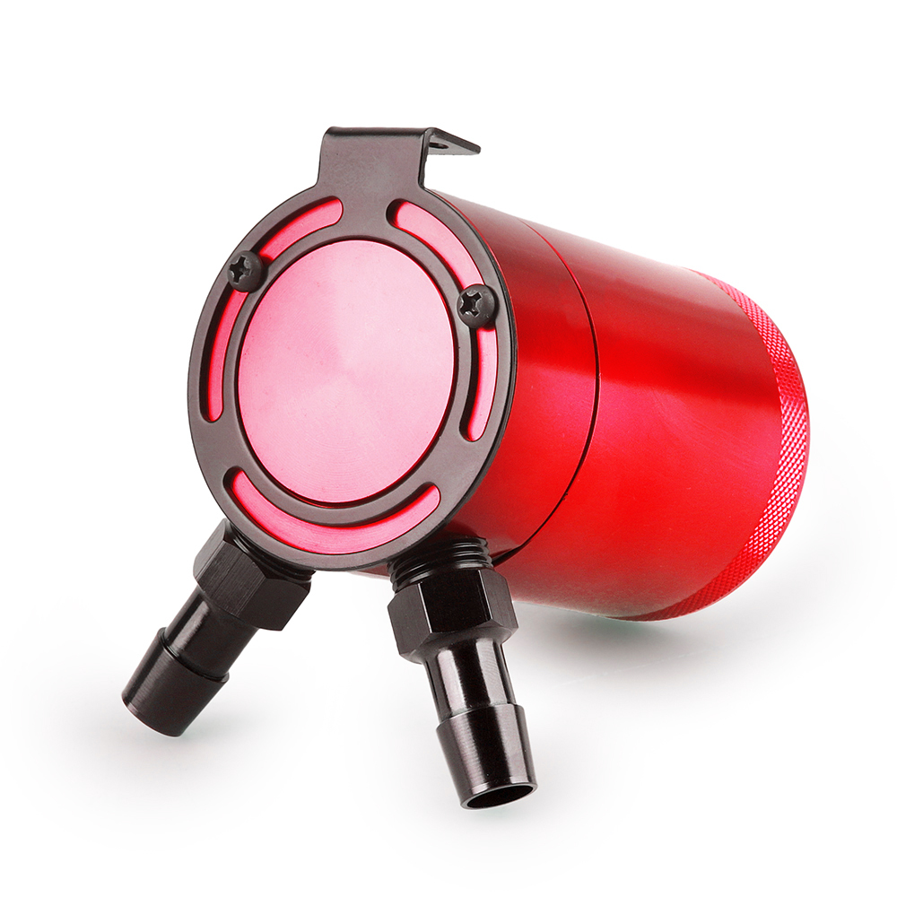 Bote de captura de aceite Universal de 300ml, depósito de aluminio de 2 puertos con deflector compacto, tanque de captura de aceite, tanque de combustible, hervidor transpirable de dos orificios